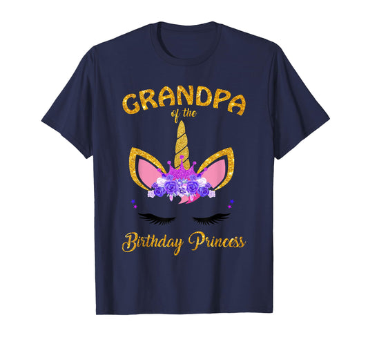 Grandpa Of The Unicorn Girl Birthday Princess Grandfather T-Shirt