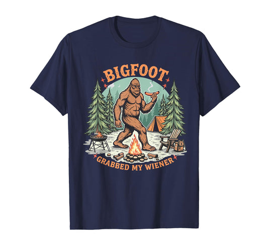 Funny Bigfoot Meme Sasquatch Men Bigfoot Grabbed My Wiener T-Shirt