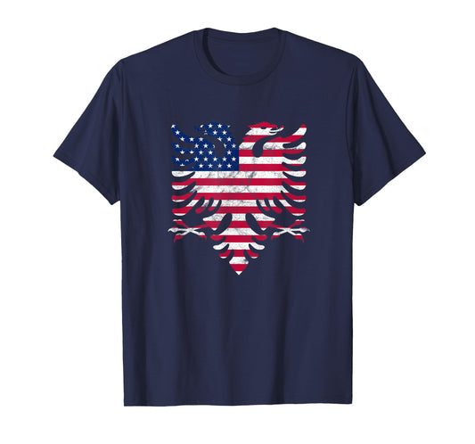 Albanian American Flag USA Albania Flag Eagle T-Shirt