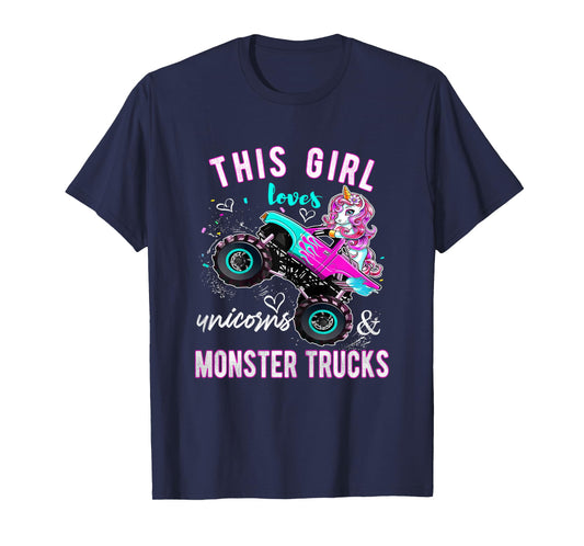 Unicorn Drive a Monster Truck -Unicorn Birthday Daughter T-Shirt