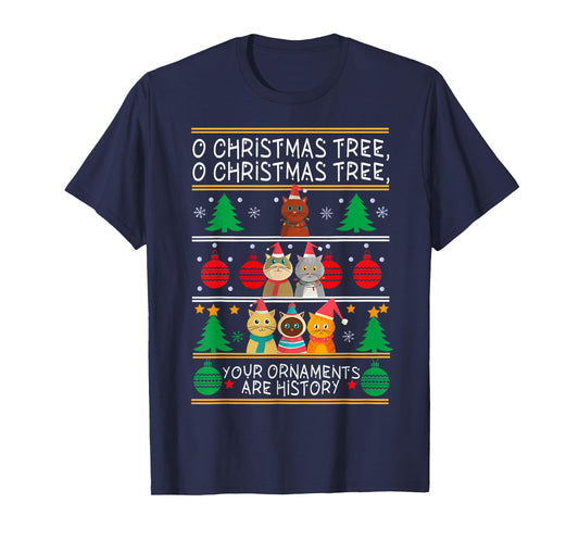 Merry Catmas Funny O Christmas Tree, Cat Xmas Meow Christmas T-Shirt
