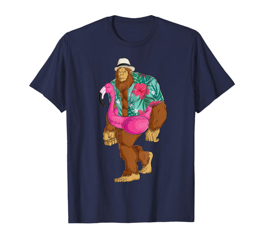 Bigfoot Sasquatch Pink Flamingo Aloha Beach Hawaiian Party Men Women Girls Kids T-Shirt