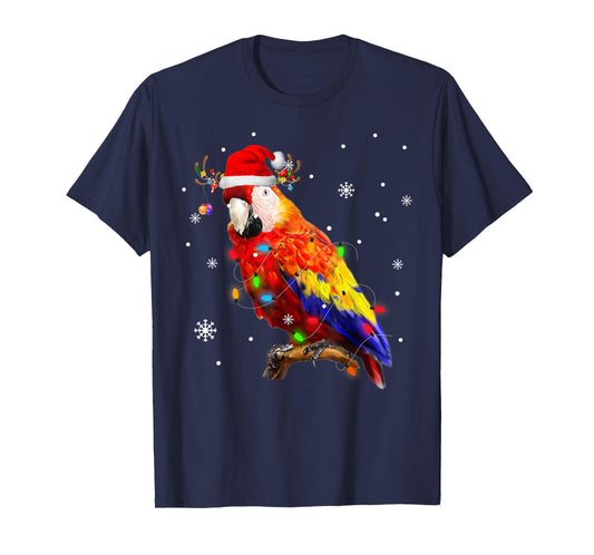 Parrot Santa Hat Reindeer Xmas Light Christmas Pajama Family T-Shirt