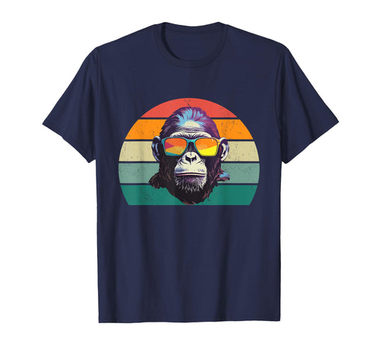 Funny Monkey In Sunglasses - Retro Cool Monkey Lover T-Shirt