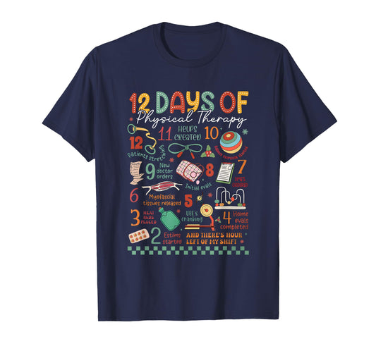 12 Days of Physical Therapy Christmas PT Physical Therapist T-Shirt