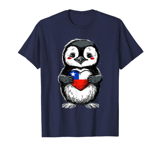 Chile Chilean Flag Heart Penguin Chilean Pride Chilean Roots T-Shirt