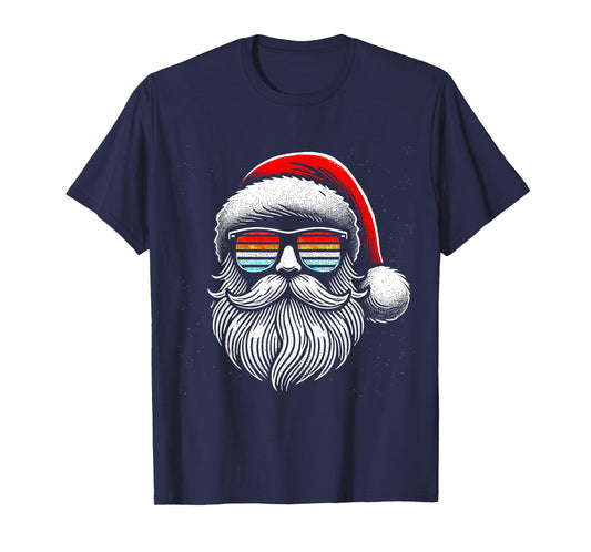 Santa Face Retro Sunglasses Christmas Xmas Men Women Kids T-Shirt