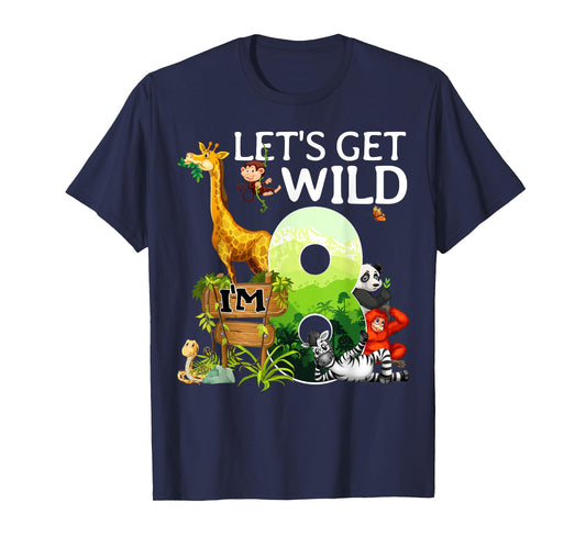8th Birthday Boys Girls 8 Years Old Safari Jungle Animal Zoo T-Shirt
