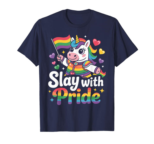 Slay With Pride Rainbow Unicorn Armor T-Shirt