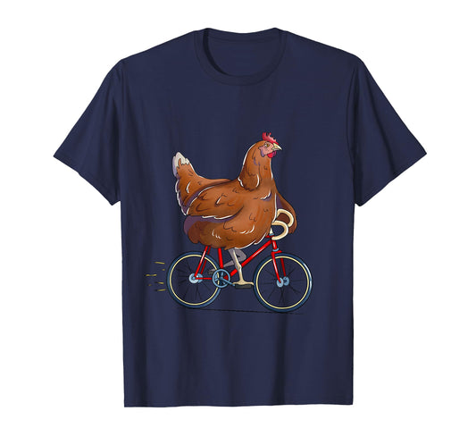Chicken Riding Bicycle Cute Biker Cyclist T-Shirt