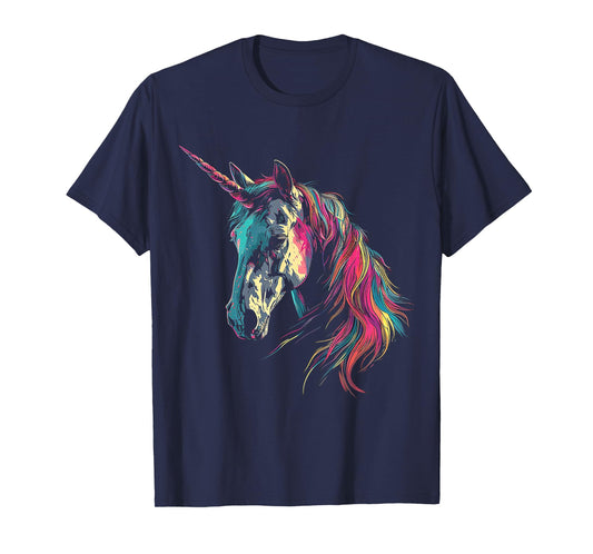 Unicorn Cute Colorful Animal Face Art Graphic Unicorn T-Shirt