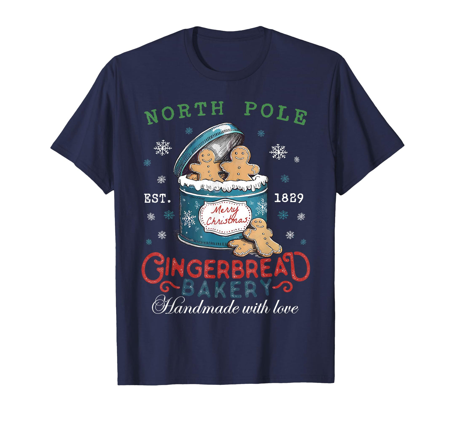 North Pole Gingerbread Bakery Baking Spirits Bright Xmas T-Shirt