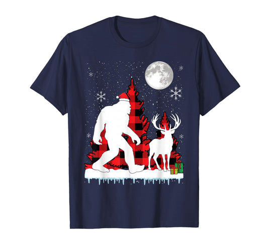 Bigfoot Buffalo Plaid Christmas Trees T-Shirt