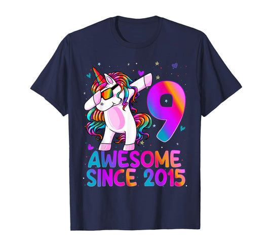 Dabbing Unicorn 9 Year Old 9th Birthday Girl Unicorn Party T-Shirt