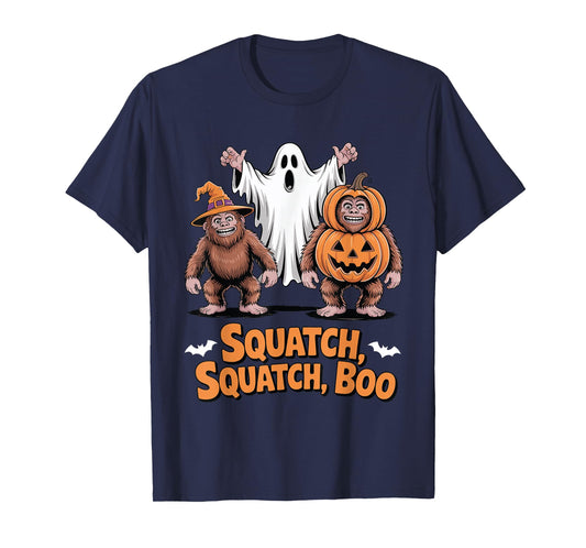 Bigfoot Ghost Halloween Boo Costume Funny Squatch Pumpkin T-Shirt