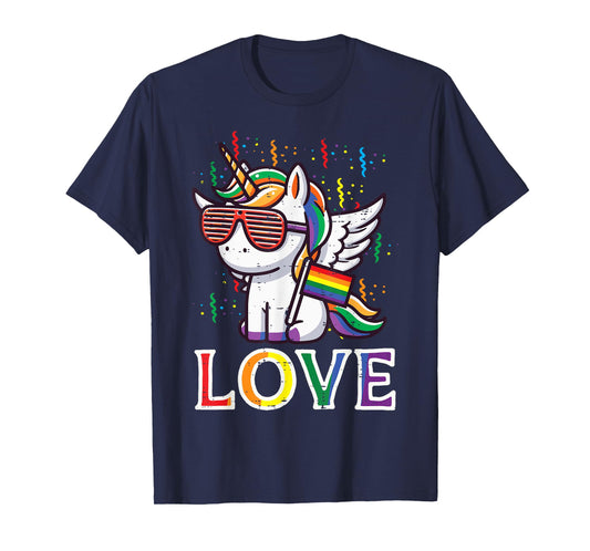 Gay Pride Month Love Unicorn LGBTQ Ally Rainbow Women Girls T-Shirt