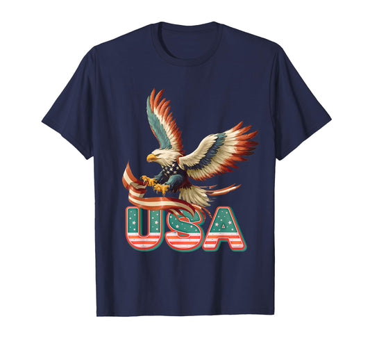 Vintage Eagle 4th of July USA Flag Patriotic American T-Shirt