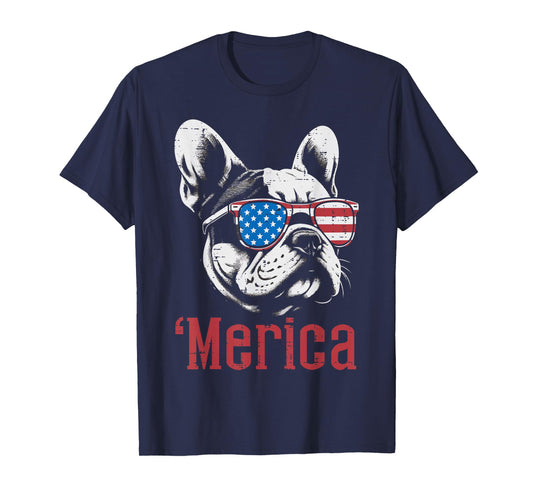4th Of July Dog French Bulldog Merica Patriot Women Men Kids T-Shirt