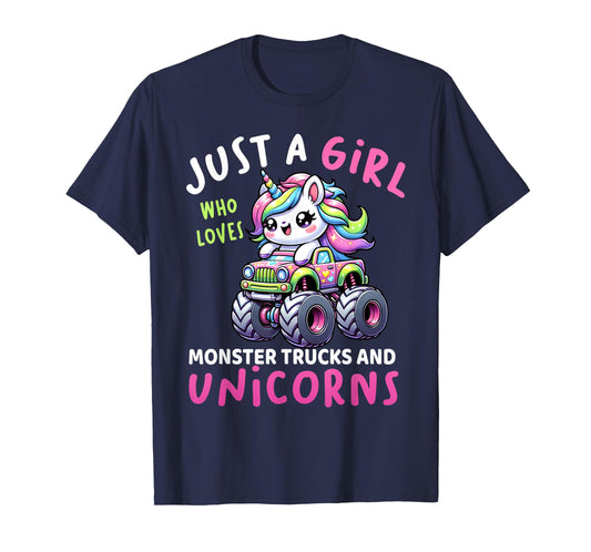 Just A Girl Who Loves Monster Trucks And Unicorns Toddler T-Shirt
