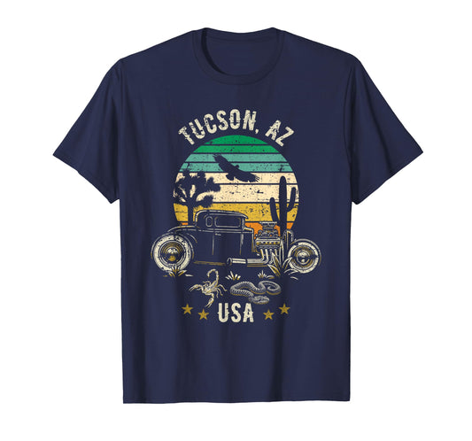 Tucson AZ USA Hotrod Retro Desert Sunset Style Design T-Shirt