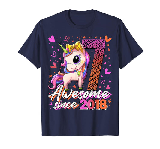 7 Year Old Unicorn Gifts For Girls 7th Birthday Girl Party T-Shirt