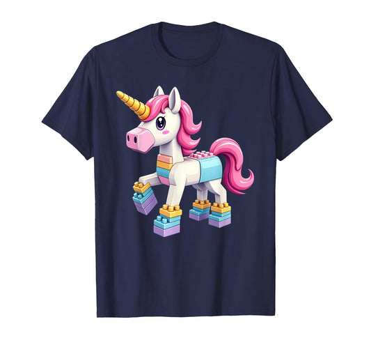 Block Building Unicorn Lover Master Builder Bricks T-Shirt