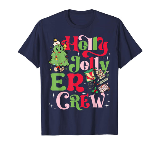 Holly Xmas Jolly ER Nurse Christmas Emergency Room Tech Aid T-Shirt