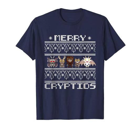 Merry Cryptids - Ugly Christmas Bigfoot, Mothman, Wendigo T-Shirt