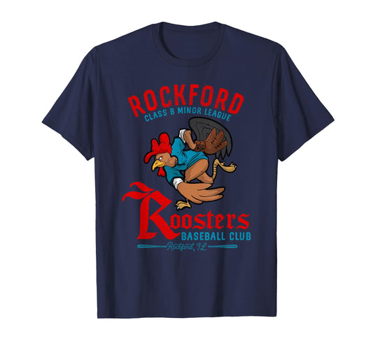 Rockford Roosters Retro Minor League Baseball Team T-Shirt