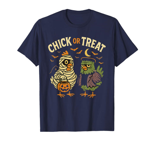 Chick or Treat Shirt Chicken Halloween Shirt Distressed T-Shirt