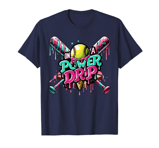 On A Power Drip Softball Ice Cream Dripping With Sprinkles T-Shirt