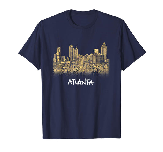 Atlanta Georgia ATL Peach State Skyline Panorama T Shirt