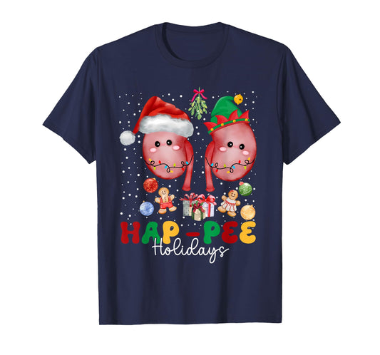 Hap Pee Holidays Christmas Shirt Dialysis Nurse Kidney Xmas T-Shirt