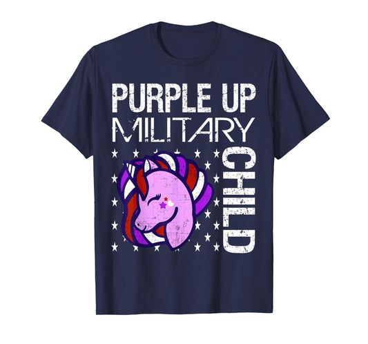 Awareness Month Purple Up Military Child Purple-Up Unicorn T-Shirt