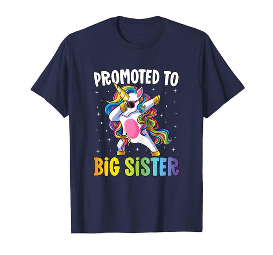 Promoted to Big Sister Girls Dabbing Unicorn Older Sister T-Shirt
