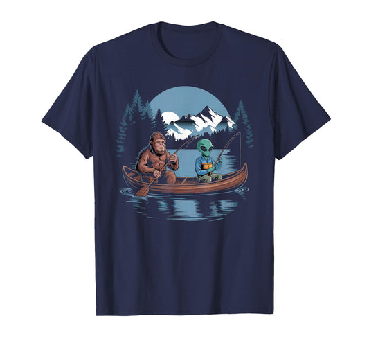 Bigfoot Tshirt Sasquatch Alien Fishing Conspiracy Funny Meme T-Shirt