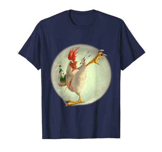 Eagerlys Funny Chicken Kungfu Art Drinking Drunk - Rooster T-Shirt
