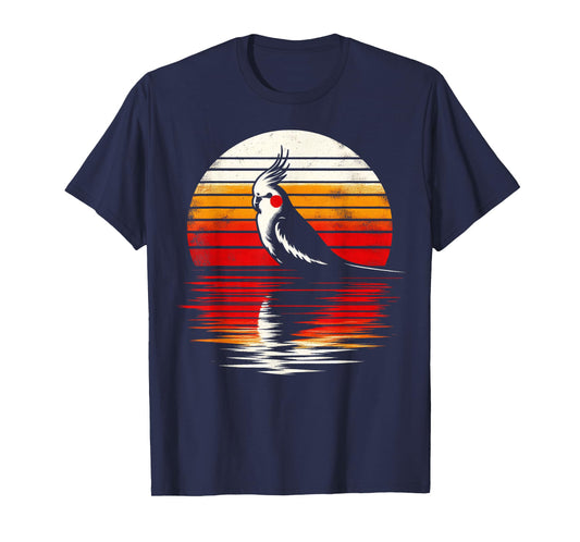 Cockatiel Bird Sunset Retro Style Safari Vintage 70s T-Shirt