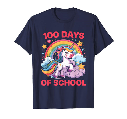 100 Days of School Unicorn Girls Teacher 100th Day of School T-Shirt