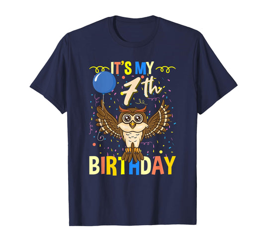 Its My 7th Birthday Owl Bird T-Shirt