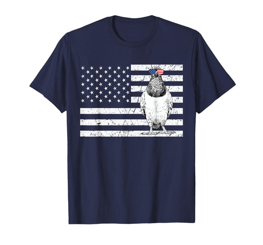 Pigeon 4th of July Bird Watching US American Flag Patriotic Women Kids Men T-Shirt