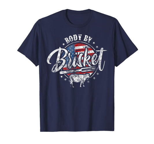Body By Brisket USA Flag Patriotic Barbeque 4th of July T-Shirt for Women Men