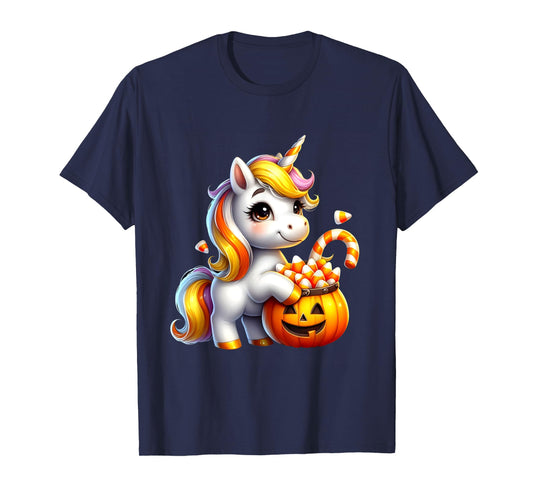 Unicorn Candy Corn Cute Halloween Unicorn Gift Kids Girls T-Shirt