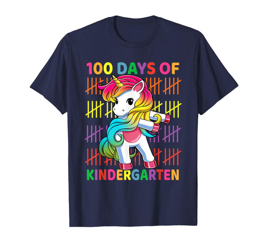 100 Days of Kindergarten School Unicorn Flossing Girls Kids T-Shirt