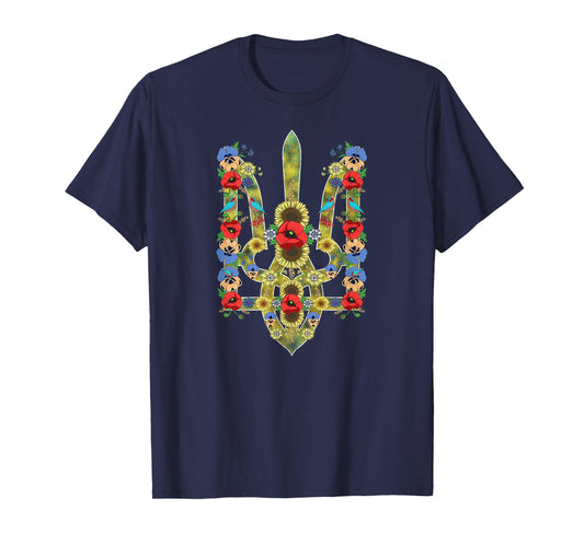 Ukrainian Trysub Sunflower Retro Floral Ukraine Vyshyvanka T-Shirt