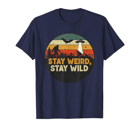 Bigfoot Mothman UFO – Stay Weird Stay Wild Retro Cryptid T-Shirt