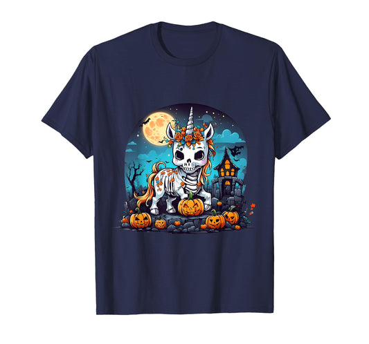 Cute Halloween Skeleton Unicorn Girls Women Witchy Halloween T-Shirt
