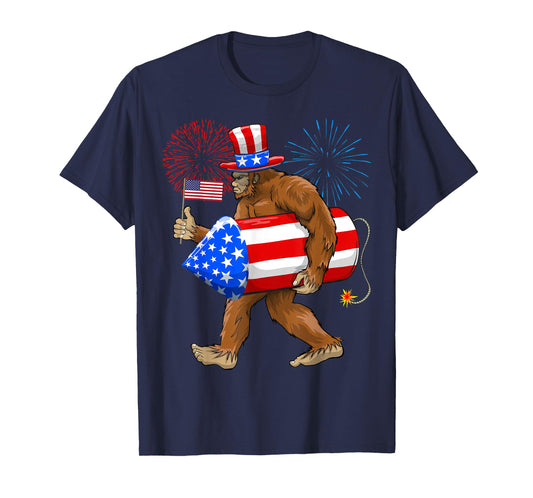 Patriotic Bigfoot, 4th of July, American Flag, Sasquatch T-Shirt