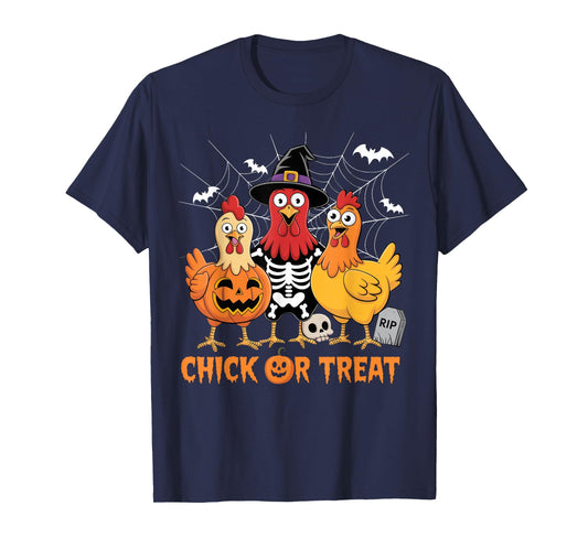 Chicken Skeleton Chick Or Treat Farmer Funny Halloween T-Shirt