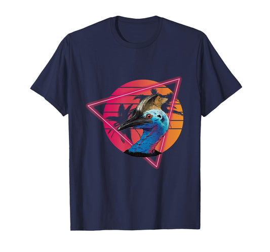 Cassowary Modern Retro Sunset Palm Tree Cassowary Lover T-Shirt